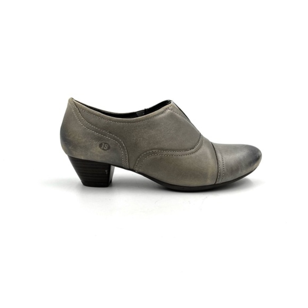 Josef Seibel Gray Leather Oxford Style Slip on Heeled Booties Size 38